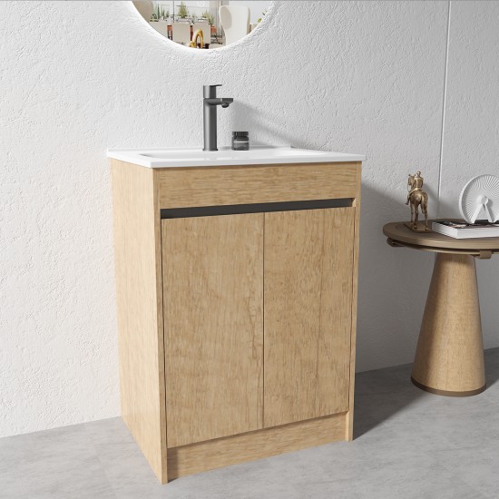 BC7 600mmx460mmx850mm Plywood Floor Standing Vanity with Ceramic Basin